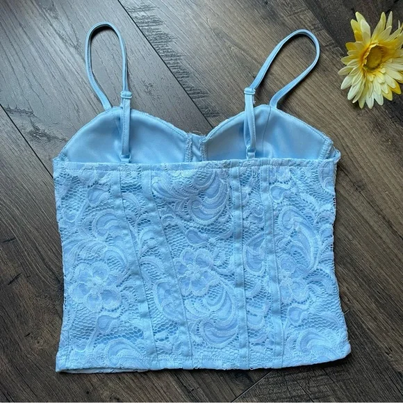 Baby blue lace bustier top small - Picture 2 of 9